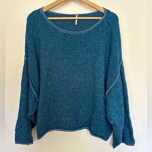 Free People - Dolman Textured Blue Knit Sweater -Size Medium